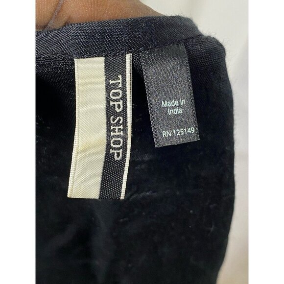 Topshop Womens Cropped Jacket Black Open Front Embellished 100% Viscose SZ 2 - Picture 3 of 7